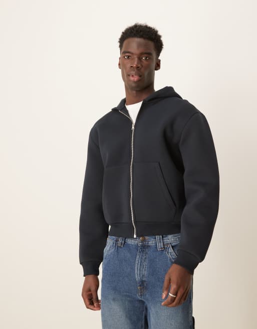 ASOS DESIGN heavyweight boxy scuba hoodie in navy