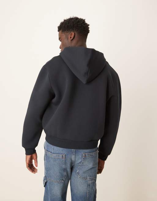 ASOS DESIGN heavyweight boxy scuba hoodie in navy