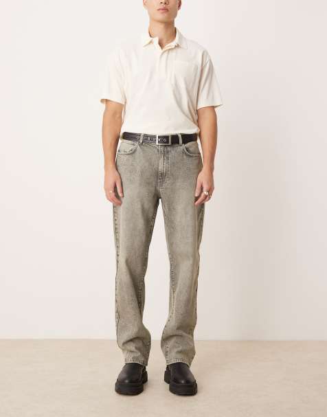 ASOS DESIGN - Rechte jeans in grijs met groene tint - view 1