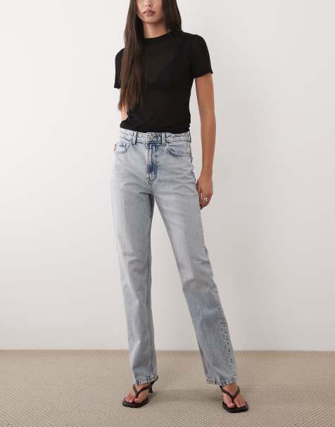 ASOS DESIGN - Rechte jeans in jaren 90-stijl met plooidetail in lichte wassing blauw - view 1