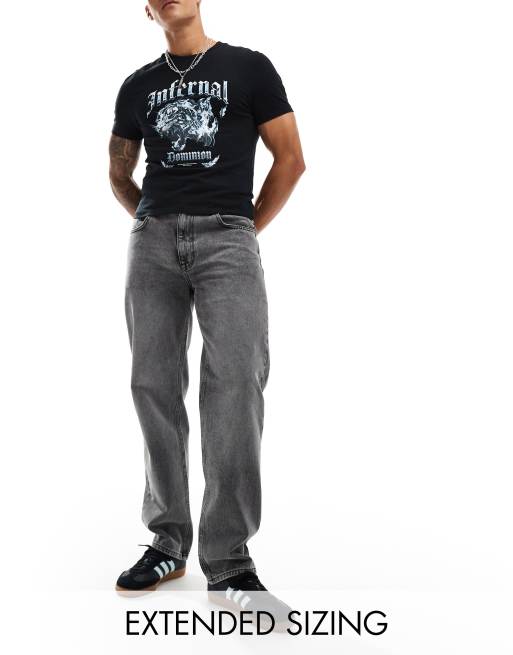 ASOS DESIGN - Rechte jeans in stonewash zwart