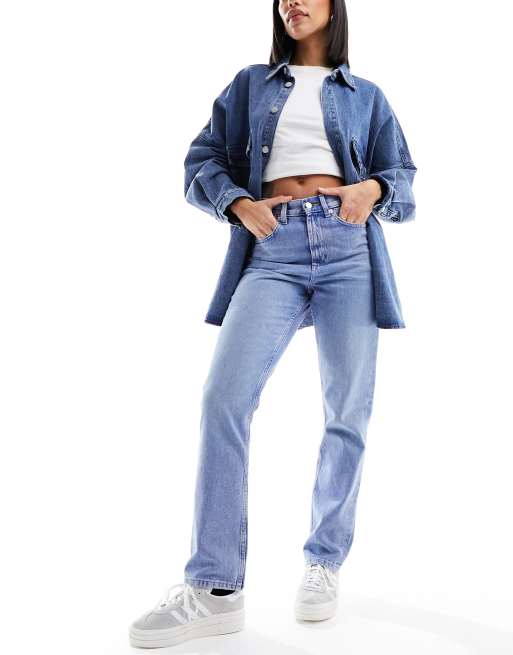 ASOS DESIGN - Rechte jeans met halfhoge taille in bromo