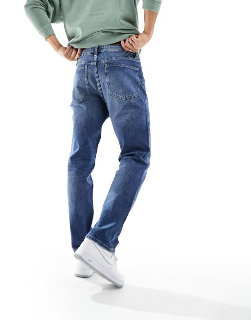 ASOS DESIGN - Rechte jeans met stretch in blauw met mid-wash, 4 van 5