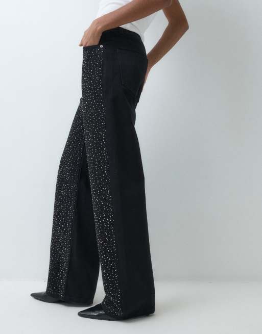 ASOS DESIGN rechte jeans met versiering in zwart, 3 van 5