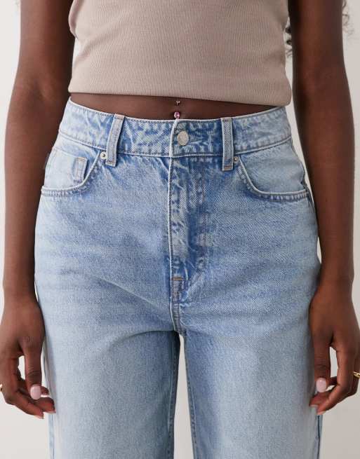 ASOS DESIGN rechte jeans met wijde pijpen in lichtblauw met lichte wassing, 5 van 5
