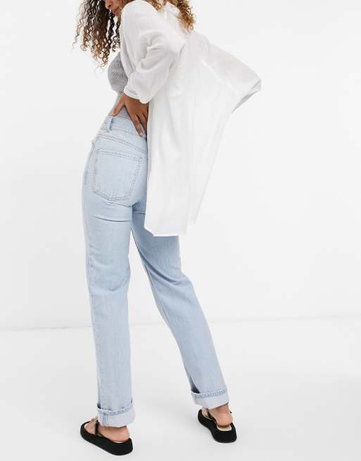 ASOS DESIGN - Rechte jeans van katoen met halfhoge taille in heldere wassing, 2 van 4