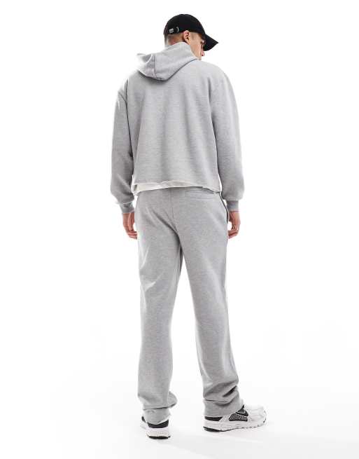 ASOS DESIGN - Rechte joggingbroek met onafgewerkte zoom in gemêleerd grijs, deel van co-ord set, 2 van 5