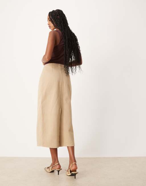 Maxi Rok Overslag Rok Dames Plissé Rok Beige Rokje Lange Rok Jeans