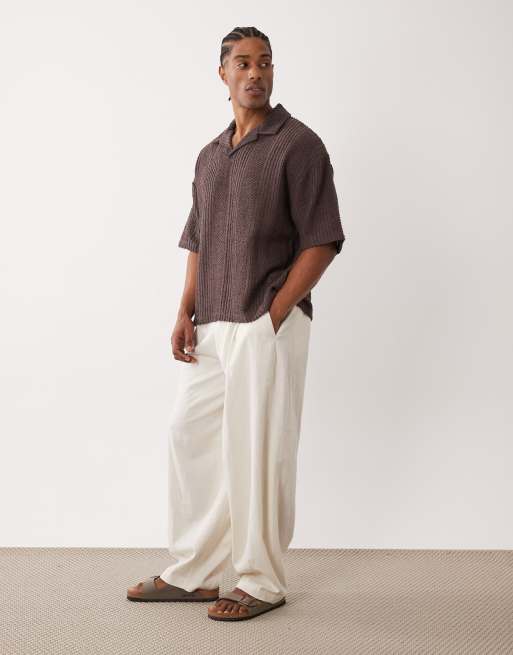 ASOS DESIGN - Rechte oversized polo van stof met textuur in bruin, 2 van 5