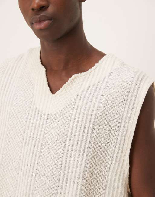 ASOS DESIGN - Rechte oversized tanktop van zware stof met ronde hals in crème, 3 van 4