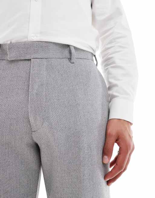 ASOS DESIGN - Rechte pantalon van wolmix in grijze mandensteek, 2 van 5