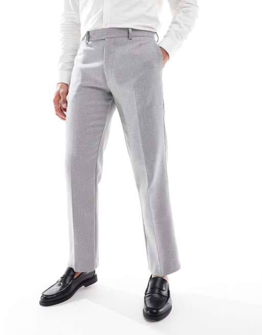 ASOS DESIGN - Rechte pantalon van wolmix in grijze mandensteek, 3 van 5