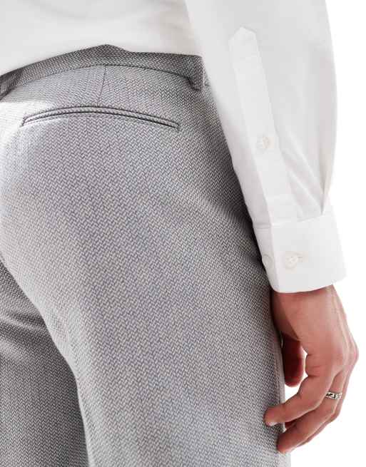 ASOS DESIGN - Rechte pantalon van wolmix in grijze mandensteek, 4 van 5