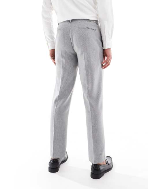 ASOS DESIGN - Rechte pantalon van wolmix in grijze mandensteek, 5 van 5