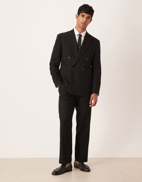 ASOS DESIGN - Rechte pantalon van wolmix in zwart - view 1