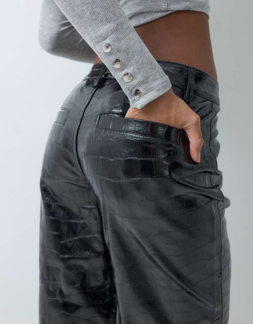 ASOS DESIGN rechte PU-jeans met rechte pijp in krokodillenprint, 2 van 5