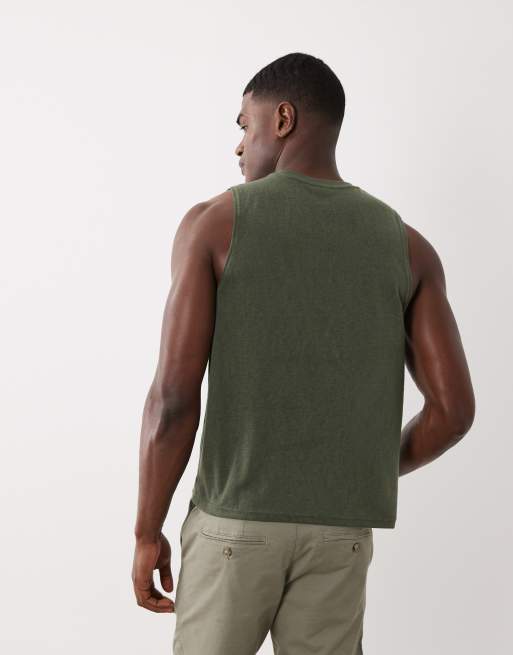 ASOS DESIGN - Rechte regular-fit tanktop met linnenlook in donkergroen, 5 van 5