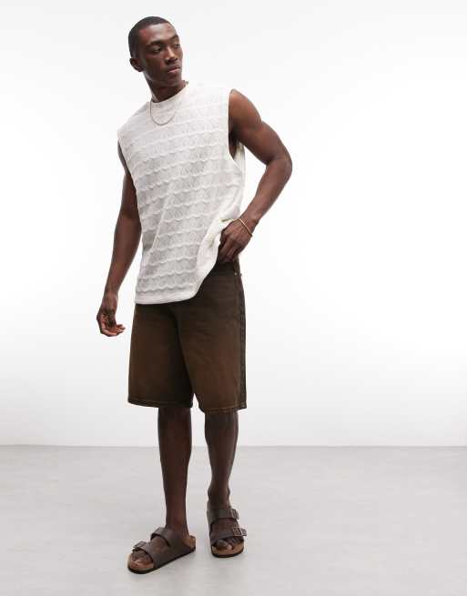 ASOS DESIGN - Rechte regular-fit tanktop van zware stof met textuur in crème, 2 van 5