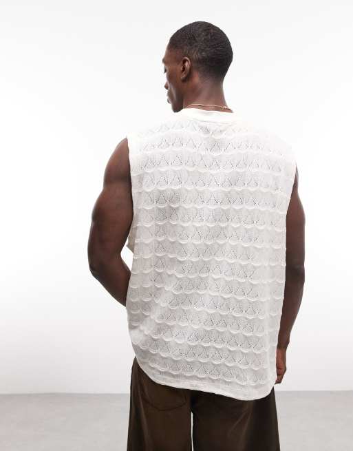 ASOS DESIGN - Rechte regular-fit tanktop van zware stof met textuur in crème, 5 van 5