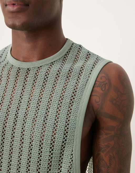 ASOS DESIGN - Rechte ruimvallende gehaakte tanktop in lichtgroen, 4 van 4