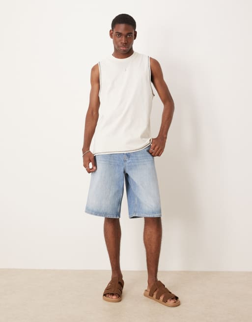ASOS DESIGN - Rechte tanktop met ronde hals in gemêleerd crème  , 2 van 4