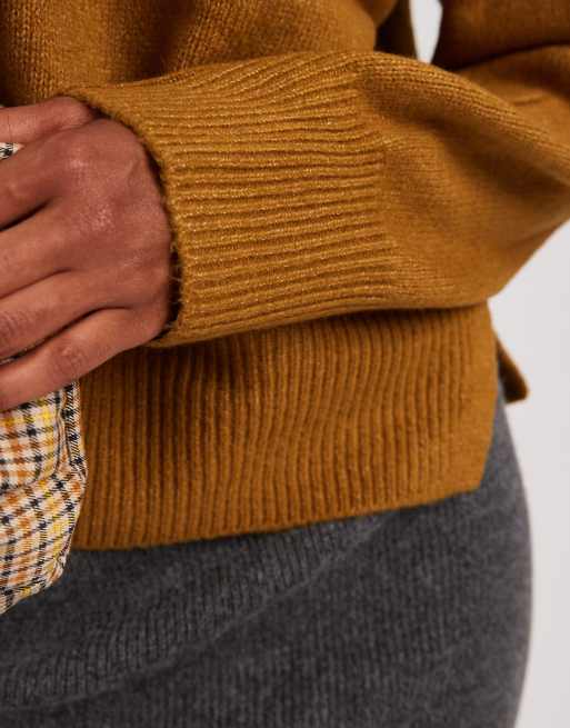 ASOS DESIGN - Rechte trui met ronde hals en zijsplit in bruin, 3 van 4