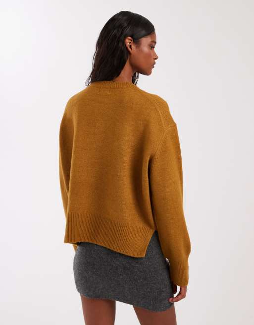 ASOS DESIGN - Rechte trui met ronde hals en zijsplit in bruin, 4 van 4