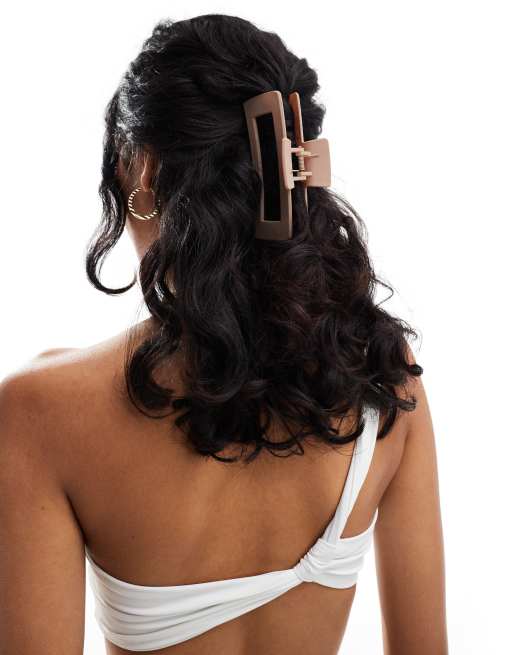 ASOS DESIGN – Rechteckige Haarkralle aus Harz in neutraler Farbe, 4 von 4