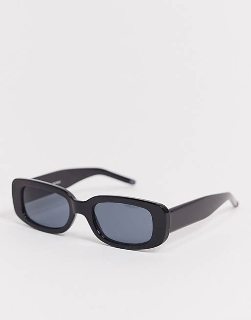 ASOS DESIGN – Rechteckige, klobige Sonnenbrille in Schwarz mit schwarzen  Gläsern | ASOS
