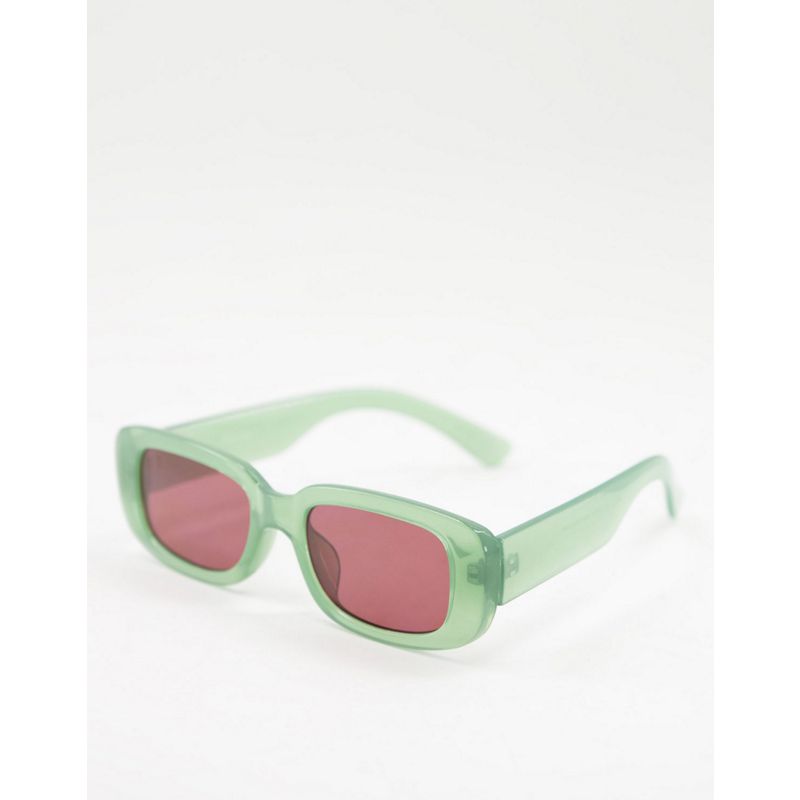 DESIGN – Rechteckige Sonnenbrille in Grün mit getönten Gläsern