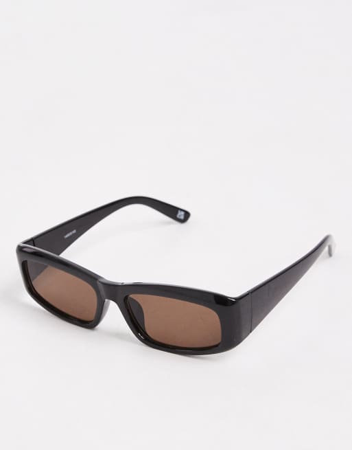 ASOS DESIGN – Rechteckige Sonnenbrille mit schwarzem Gestell und braunen Gläsern, 3 von 3