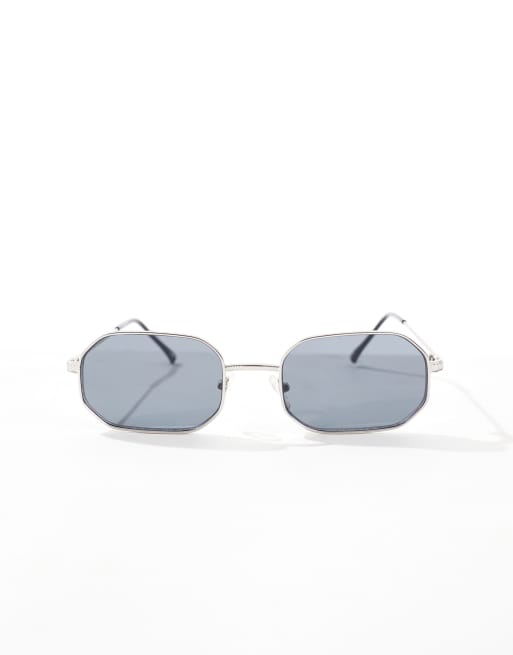 ASOS DESIGN – Rechteckige Sonnenbrille mit silberfarbenem Metallrahmen, 4 von 4