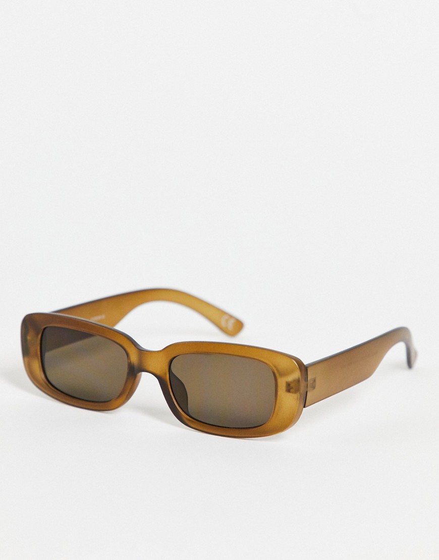 ASOS DESIGN - Rechthoekige zonnebril in bruin met lichtbruine glazen