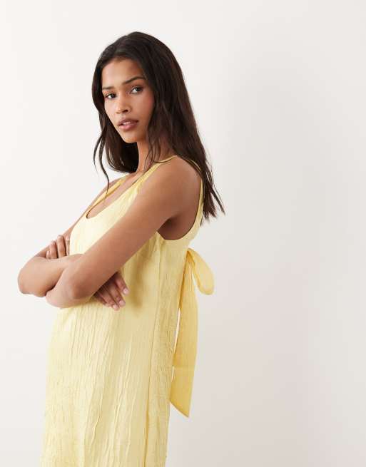 ASOS DESIGN - Rechtvallende mini-jurk met strik op de rug in geel, 3 van 4