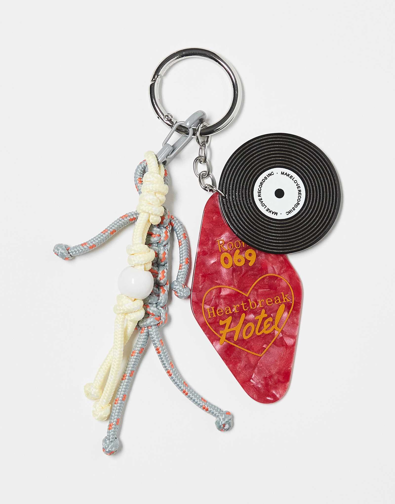 Брелок-брелок для ключей ASOS DESIGN с записывающим диском и шнуровой сумкой из нескольких материалов
