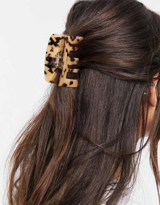 ASOS DESIGN rectangle hair clip claw in milky tort