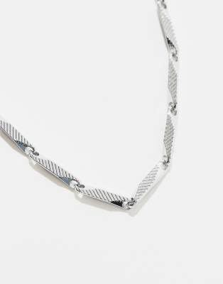 Asos Design Rectangle Link Chain Bracelet In Silver Tone In Metallic