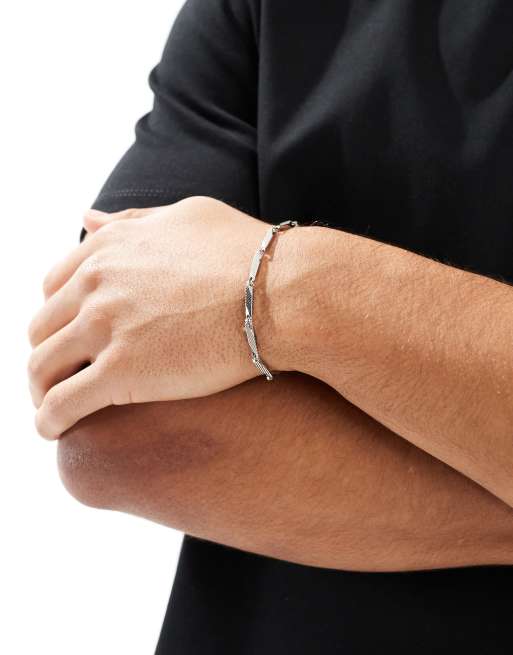 ASOS DESIGN rectangle link chain bracelet in silver tone, 4 of 4