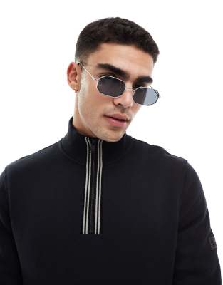 ASOS DESIGN ASOS DESIGN rectangle metal sunglasses in silver-Grey