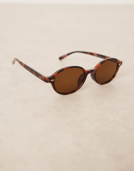 ASOS DESIGN rectangle oval sunglasses in tortoise shell with  display picture 1