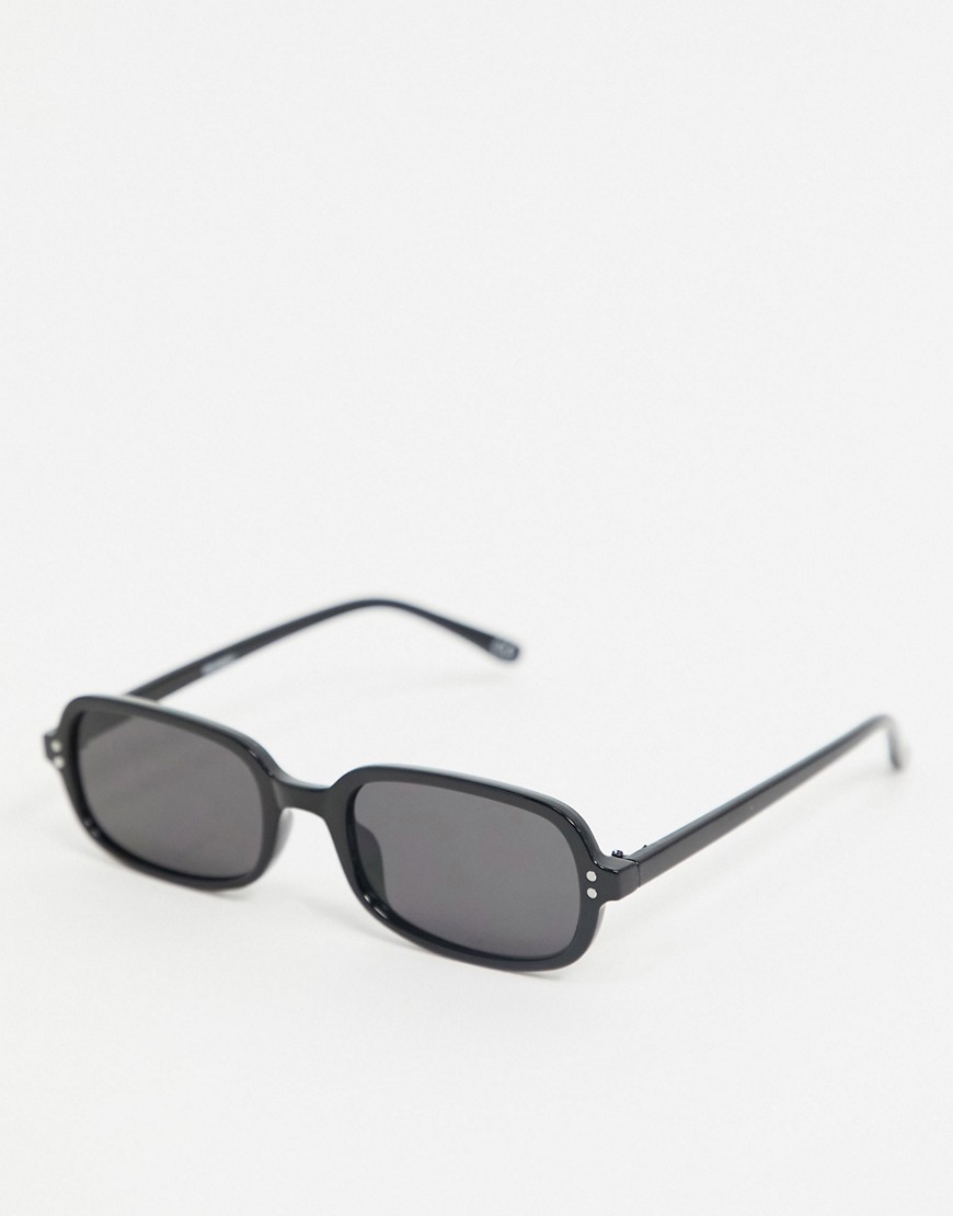 ASOS DESIGN rectangle sunglasses in black with smoke lens