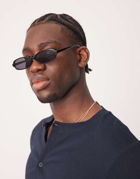 ASOS DESIGN rectangle sunglasses in black - view 1