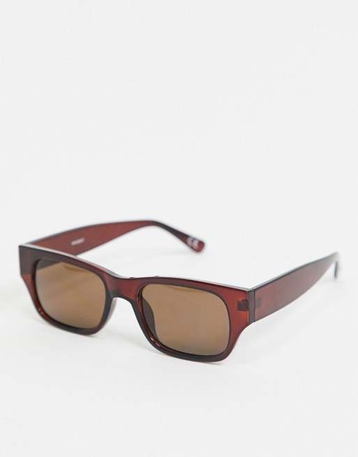 ASOS DESIGN rectangle sunglasses in brown plastic with brown lens