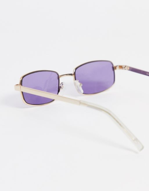 White sunglasses shop with purple lenses