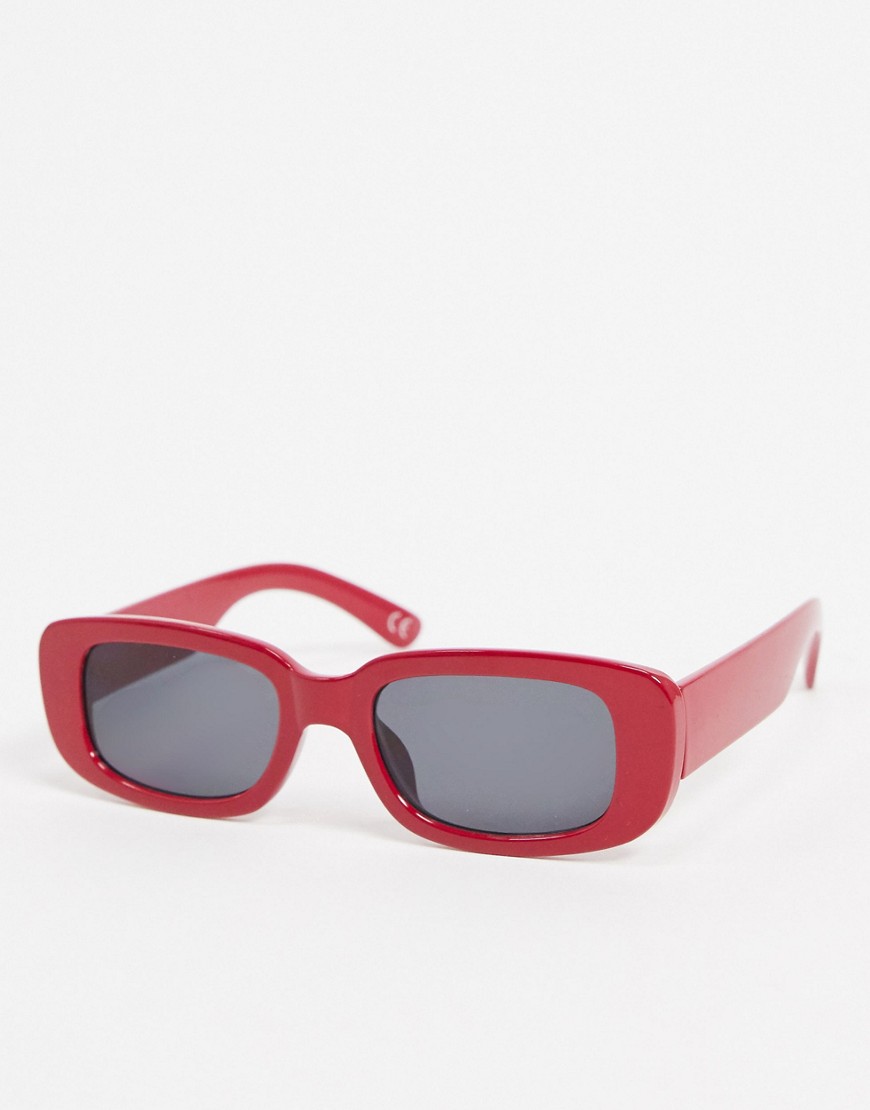 ASOS DESIGN rectangle sunglasses in red with black lens