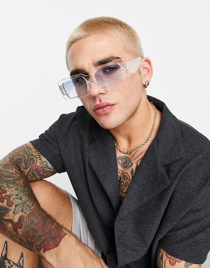 ASOS DESIGN rectangle sunglasses with gradient lens in clear