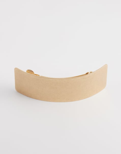 ASOS DESIGN rectangular hair clip in brushed gold tone - view 1