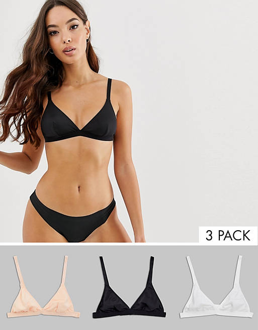 ASOS DESIGN recycled 3 pack microfibre triangle bra
