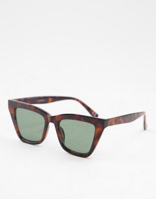 ASOS DESIGN angular frame cat eye sunglasses in tort