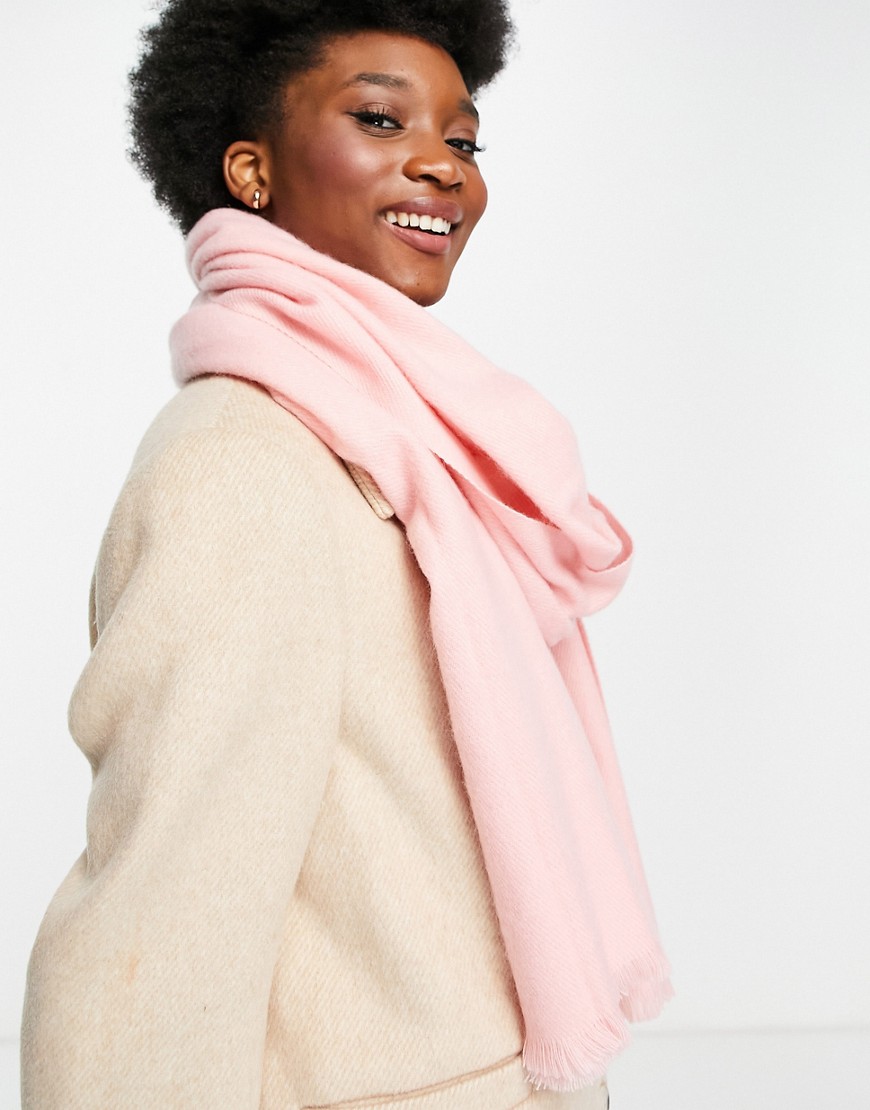 ASOS DESIGN recycled blend scarf with raw edge in light pink